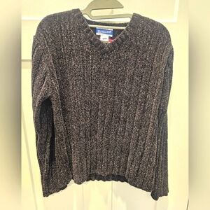 Pendleton Vintage Ribbed Chenille Sweater Black Brown Mix Size S